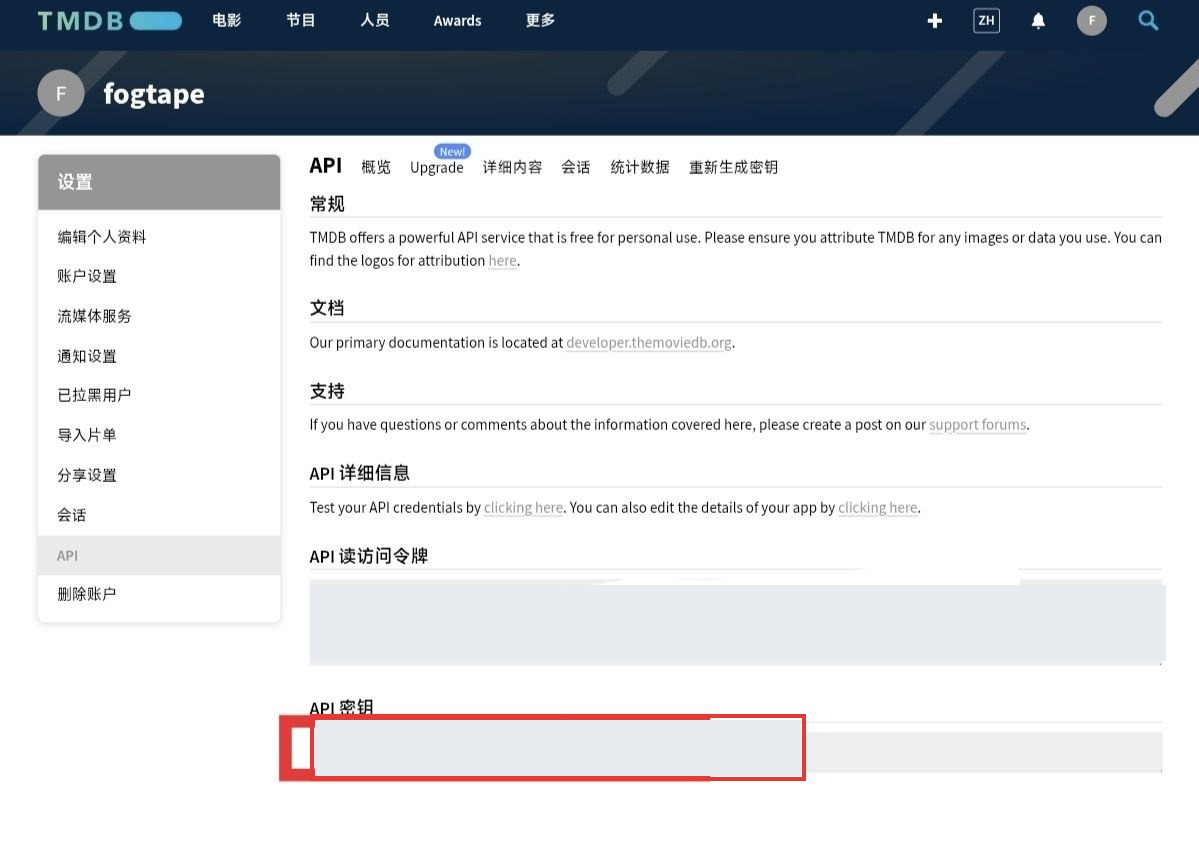 TMDB API 密钥位置