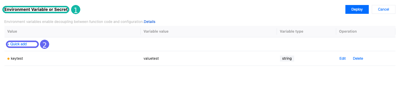 EdgeOne Pages Environment Variable or Secret 页面截图