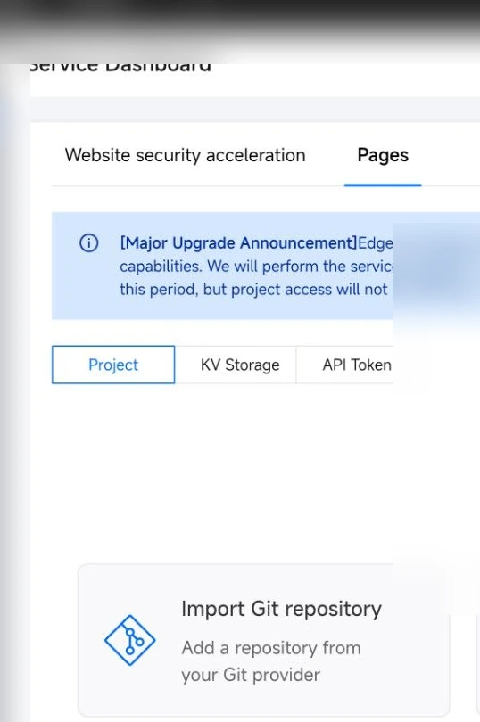 EdgeOne Pages Import Git repository 卡片