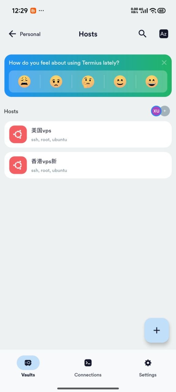 Termius Hosts 页面